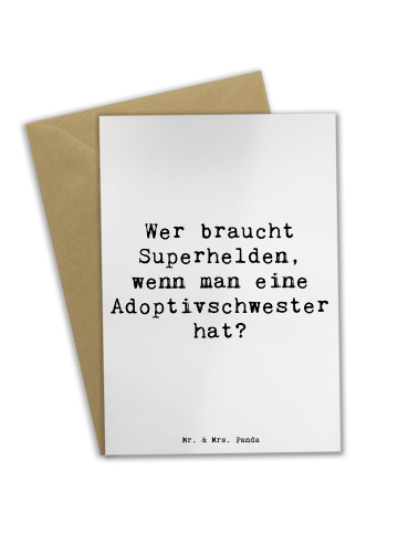 Mr. & Mrs. Panda Grußkarte Adoptivschwester Heldin mit Spruch in Weiß