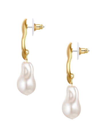 Yokoamii Ohrringe aus Metall-Legierung mit Perle (synth.) in gelbgold