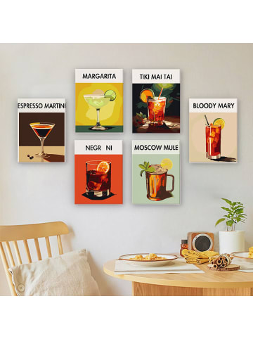 ARTNANAS Mini Malen nach Zahlen 4er/6er Set-"Cocktails Pop Art 3"