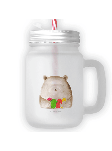 Mr. & Mrs. Panda Trinkglas Mason Jar Bär Gefühl ohne Spruch in Transparent
