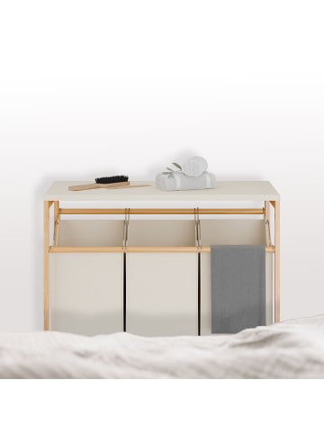 relaxdays Wäschesammler in Natur/ Creme  - (B)78,5 x (H)84,5 x (T)40 cm