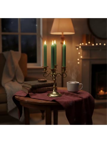 relaxdays 6 x LED Stabkerzen in Khaki