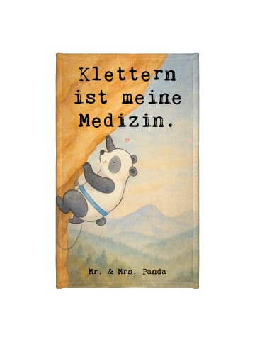 Mr. & Mrs. Panda Gästehandtuch Panda Klettern Design mit Spruch in Weiß