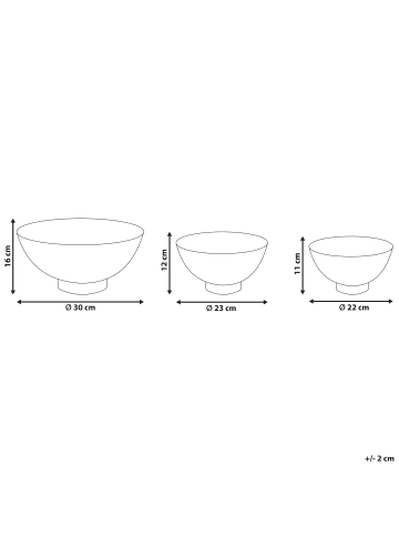 Beliani 3er-Set Dekoschale BARU in Gold/Grau/Weiß