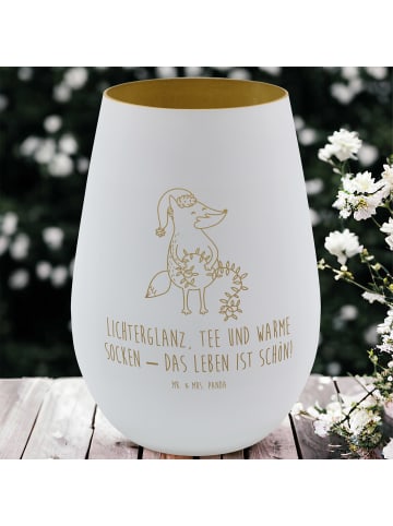 Mr. & Mrs. Panda Gold Windlicht Fuchs Weihnachten mit Spruch in Weiß