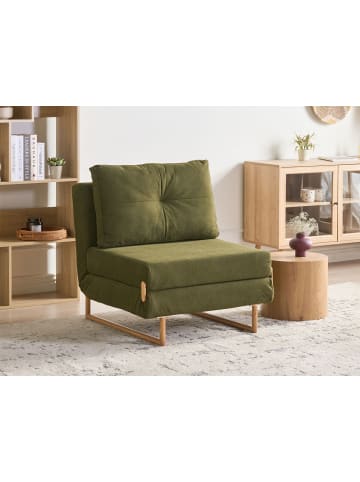 Beliani Einzelsofa JERSLEV in Grün/Braun - (W) 79 x (H) 87 x (L) 84 cm