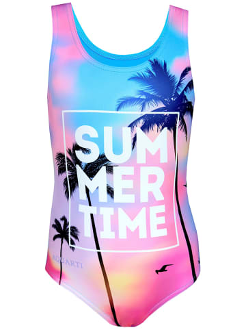 Aquarti Mädchen Badeanzug mit Ringerrücken Print in blau Modell 1