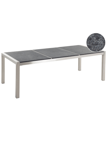 Beliani Gartentisch GROSSETO in Grau/Schwarz/Silber - (W) 100 x (H) 74 x (L) 220 cm