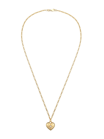 Elli Halskette 925 Sterling Silber Herz, Figaro in Gold