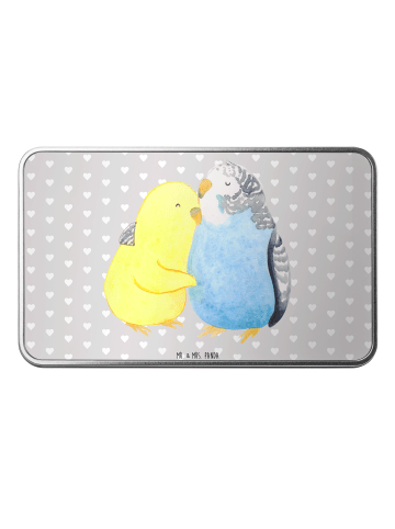 Mr. & Mrs. Panda Geschenkbox Wellensittich Liebe ohne Spruch in Grau Pastell