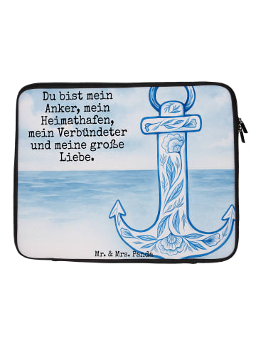 Mr. & Mrs. Panda Laptop Tasche Anker Blau Design mit Spruch in Weiß