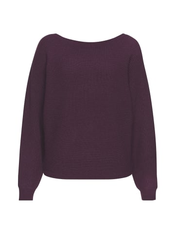 LASCANA Rundhalspullover in burgunder