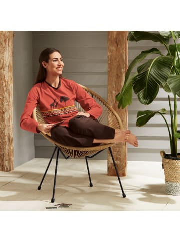 Erwin Müller Single-Jersey Schlafanzug in terra/dunkelbraun