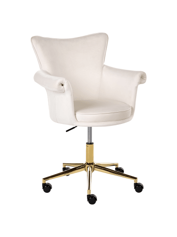 Beliani Bürostuhl VELENCIA in Weiß/Gold - (W) 64 x (H) 85 x (L) 60 cm