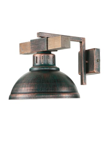 Licht-Erlebnisse Wandlampe Ø 21 x (H)20 cm in Kupfer Antik Holz