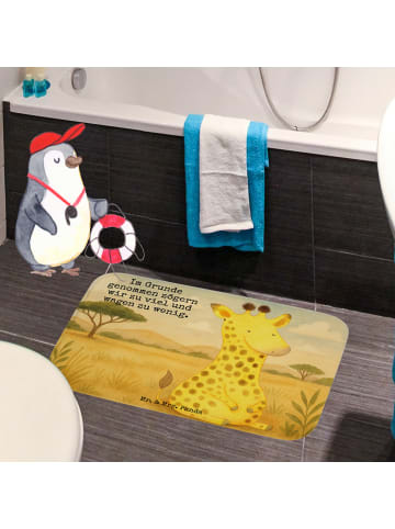 Mr. & Mrs. Panda Duschmatte Giraffe Zufrieden Design mit Spruch in Weiß