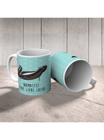 Mr. & Mrs. Panda Plastikbecher Stinktier Yoga mit Spruch in Türkis Pastell