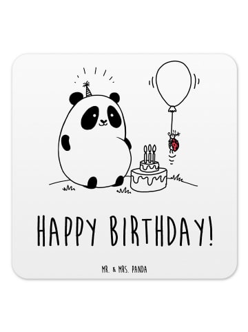 Mr. & Mrs. Panda Gläseruntersetzer Panda Geburtstag mit Spruch in Weiß