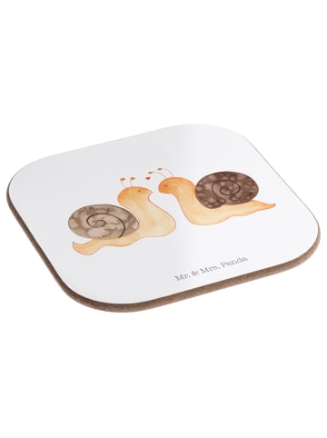 Mr. & Mrs. Panda Glasuntersetzer Schnecken Liebe ohne Spruch in Weiß