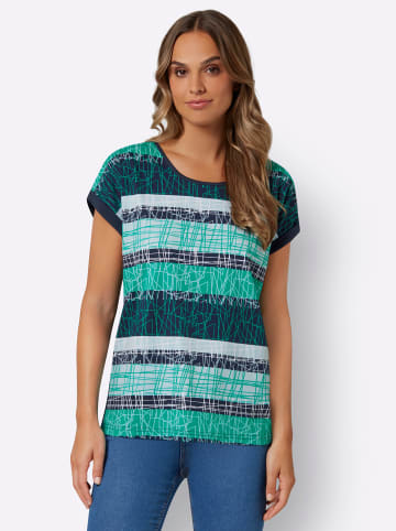 Sieh an! Kurzarmshirt in mint-nachtblau-bedruckt