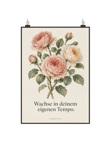 Mr. & Mrs. Panda Poster Rose botanisch Design mit Spruch in Weiß