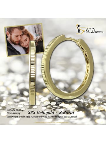 GoldDream Gold, 333er Gelbgold Damen Creolen Shape Ohrring ca. 25mm