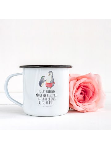 Mr. & Mrs. Panda Becher Pinguin mit Kind mit Spruch in Weiß