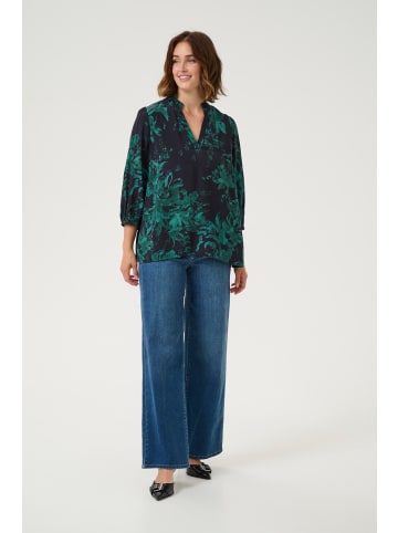 Kaffe Langarm-Bluse KAisa in Black/Green Painted Flower