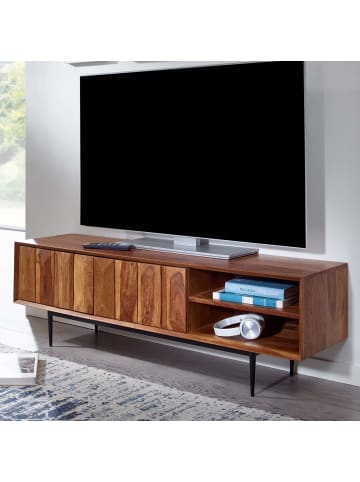 KADIMA DESIGN Lowboard Massivholz 123x42x35 cm TV-Kommode mit zwei Türen,