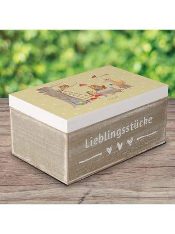 Mr. & Mrs. Panda Holzkiste Waldtiere Picknick mit Spruch in Gelb Pastell