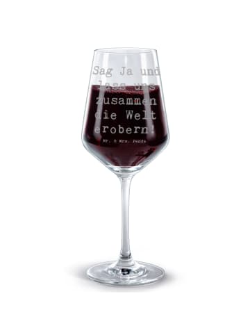 Mr. & Mrs. Panda Glas Rotwein Spruch Heiratsantrag Abenteuer mit... in Transparent