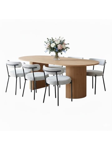 ebuy24 Essgruppe Kyoto 7-teilig Natur, weiß 210 x 100 cm