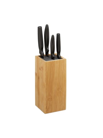 relaxdays Messerblock in Natur - (B)10,5 x (H)23 x (T)10,5 cm