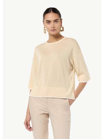 comma Strickpullover kurzarm in Beige