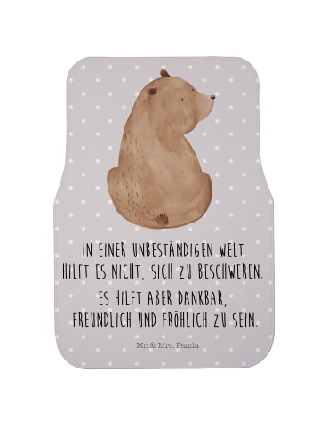 Mr. & Mrs. Panda Fahrer Autofußmatte Bär Schulterblick mit Spruch in Grau Pastell