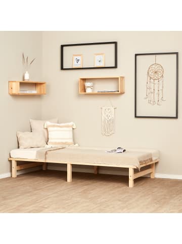 Homestyle4u Palettenbett 90x200 mit Lattenrost in Braun