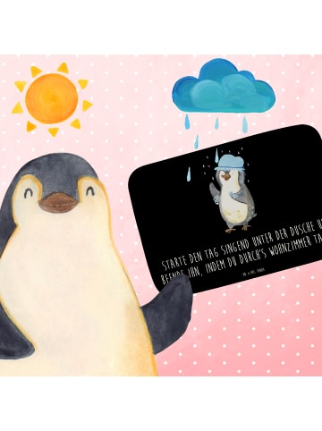Mr. & Mrs. Panda Duschvorleger Pinguin Duschen mit Spruch in Schwarz