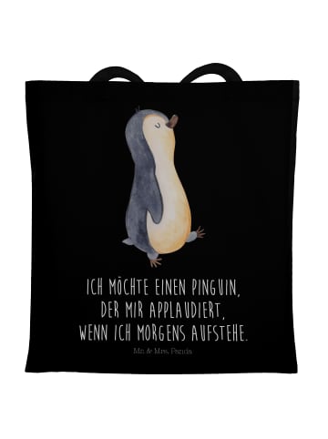 Mr. & Mrs. Panda Tragetasche Pinguin marschieren mit Spruch in Schwarz