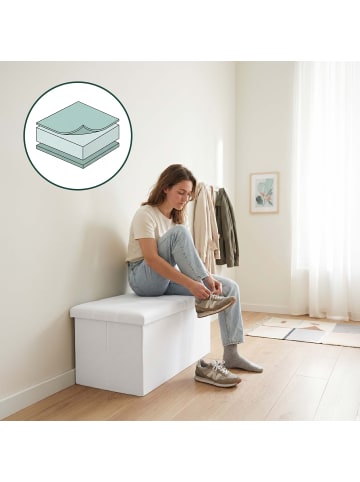 relaxdays Sitzbank in Weiß - (B)76 x (H)38 x (T)38 cm