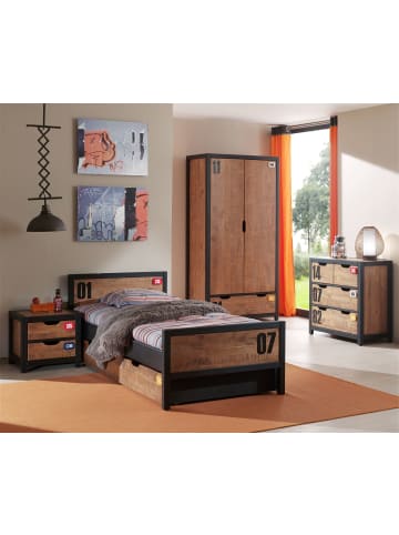58 aufm Kessel KINDERZIMMER Set komplett Kameko 7 Massivholz+MDF Schwarz/Cognac