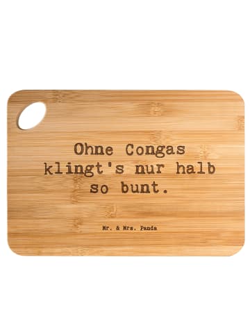 Mr. & Mrs. Panda Frühstücksbrettchen Spruch Bunte Congas mit Spruch in Braun