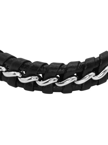 Steel_Art Herrenarmband Lederarmband Laurin in schwarz