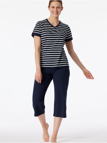 Schiesser Pyjama Casual Essentials in Dunkelblau