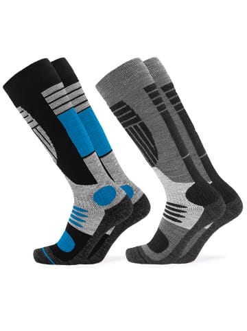 Occulto 2er Pack Skisocken Felix in Grau-Blau