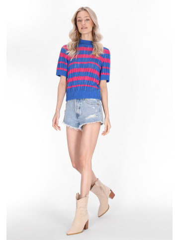 IZIA Women Top in blue multicolor