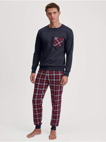 Calida Pyjama lang für Herren in mittelblau