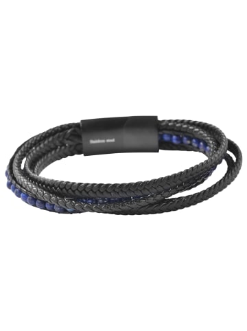Adeliás Unisex Armband – Lederarmband aus Leder mit Lapis 23 cm in schwarz