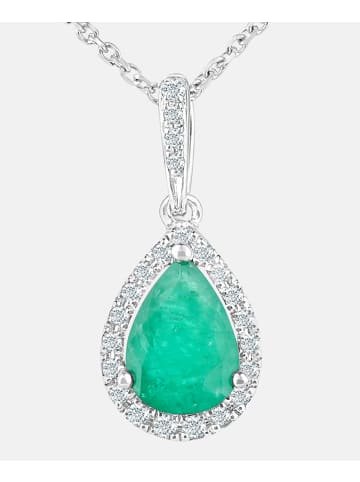 Diamant L'éternel Halskette mit Anhänger aus 375 Weißgold mit Diamant mit Smaragd