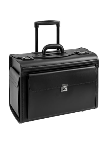 D&N Business & Travel - Pilotenkoffer mit 2 Rollen PU 48 cm Vortasche in schwarz