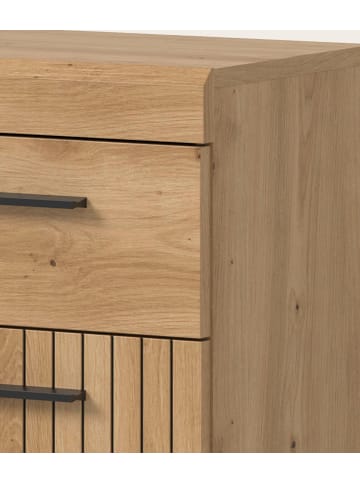 Inn.Furn Kommode in Eiche Artisan 37 x 88 cm, Badschrank mit Rillenoptik